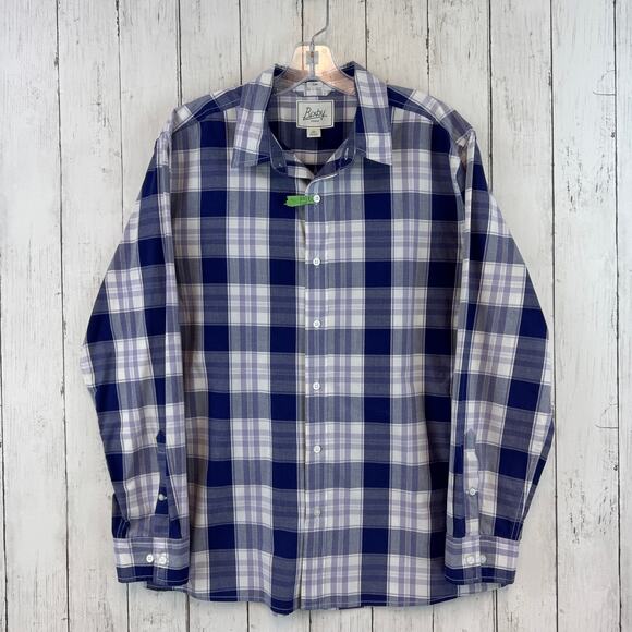 Bixby Nomad Purple/White Plaid Long Sleeve Slim Fit Button Down Shirt Size Large - Picture 1 of 13